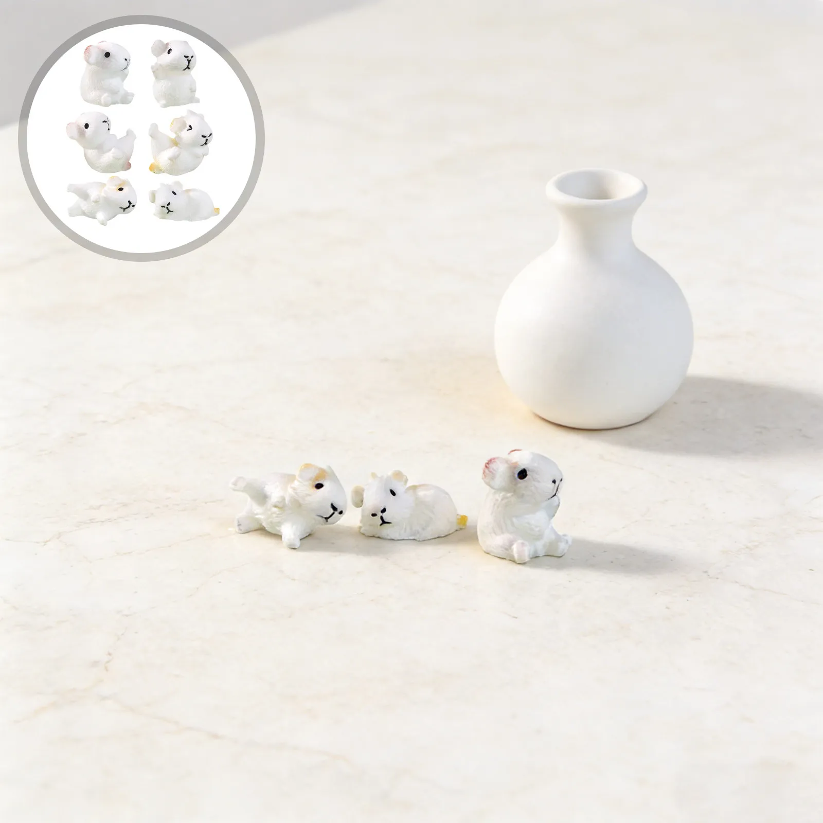 

Набор из 6 миниатюрных фигурок морских свинок из смолы, реалистичные аксессуары для микроландшафта, украшения для сада, цветочных горшков, террариумов, настольные декорации