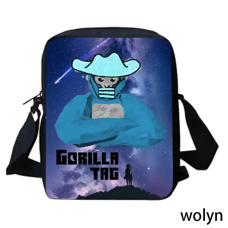 Gorilla Satchel Tag bolsos de hombro para niños y niñas, bolso escolar con estampado de dibujos animados, bolso cruzado con luces, bolso de compras