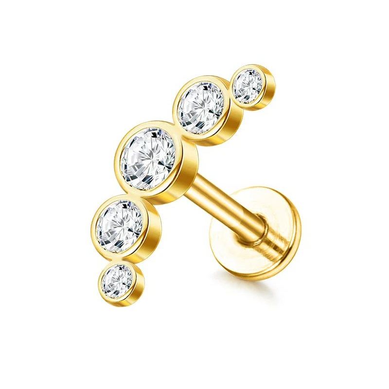 Drperfect 16G Knorpel-Ohrstecker für Damen, Edelstahl, flache Rückseite, Schmetterling, Mond, Blume, Helix, Tragus, Piercing-Schmuck