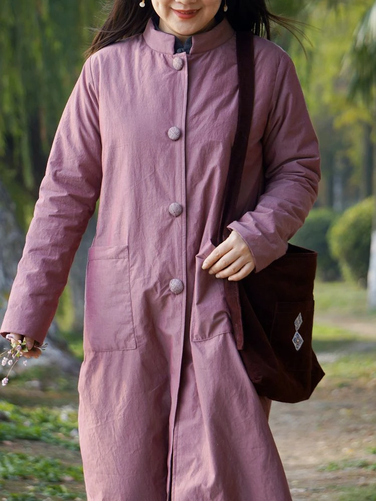 

Original Light Chinese Sle Commuter T Coat Soft Thin Cotton Women's Winter Jaet Lotus Red Tead Woven Cotton Liner