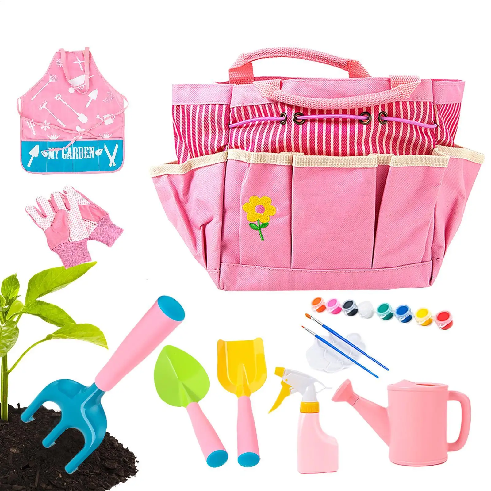 Kids Gardening Kit Lightweight Ergonomic Outdoor Toys Girls Gardening Set Kids Yard Tools For Children Boys Girls Family Home