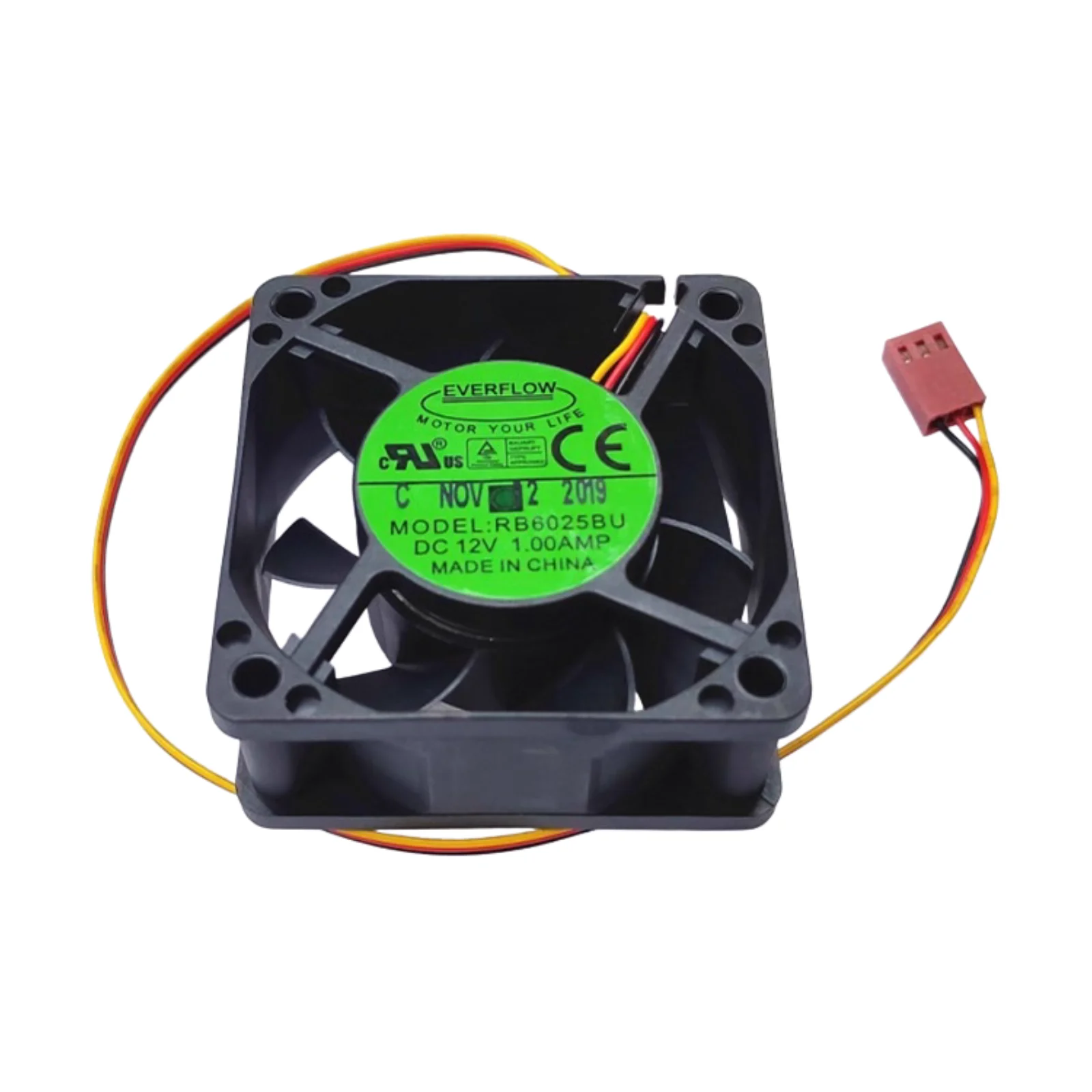 

Для EVERFLOW RB6025BU 6025 6 см DC 12 В 1,0 А высокоскоростной охлаждающий вентилятор с двойным шарикоподшипником