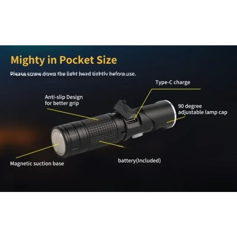 LED Mini Flashlight Bend Flashlight Charging Portable Strong Light Flashlight