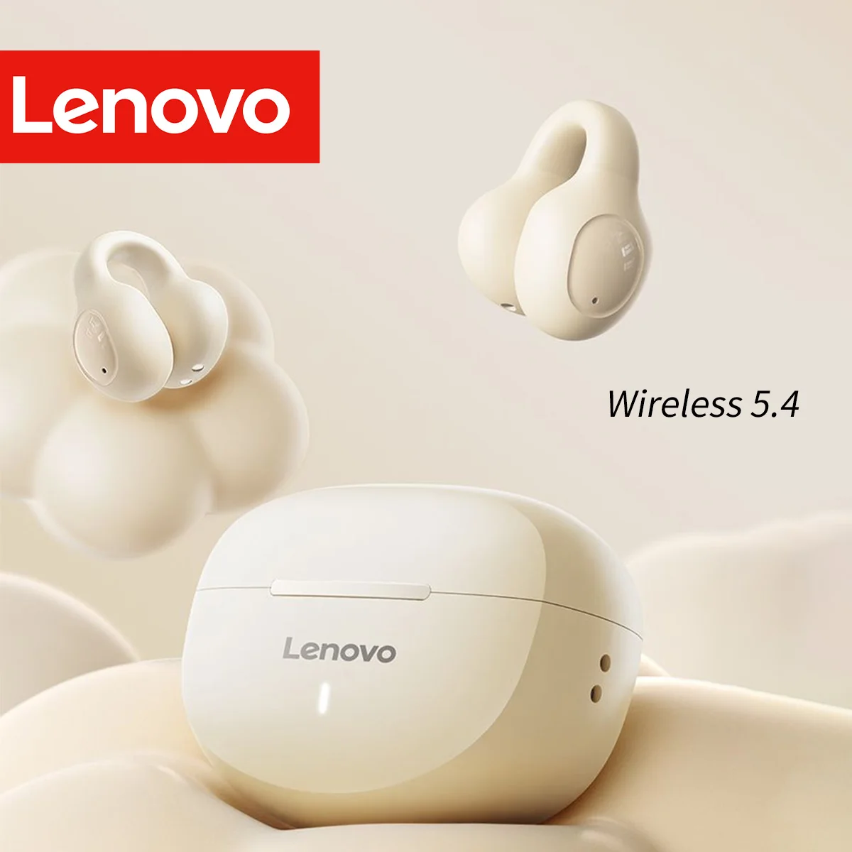سماعات لينوفو 2025 الجديدة ذات الأذن المفتوحة، سماعات رأس لاسلكية بمشبك، اتصال Bt5.4، تقليل ضوضاء المكالمات الذكية، جهير منخفض، تصميم مريح، مريح ومستقر في الارتداء، سماعات رأس رياضية خارجية