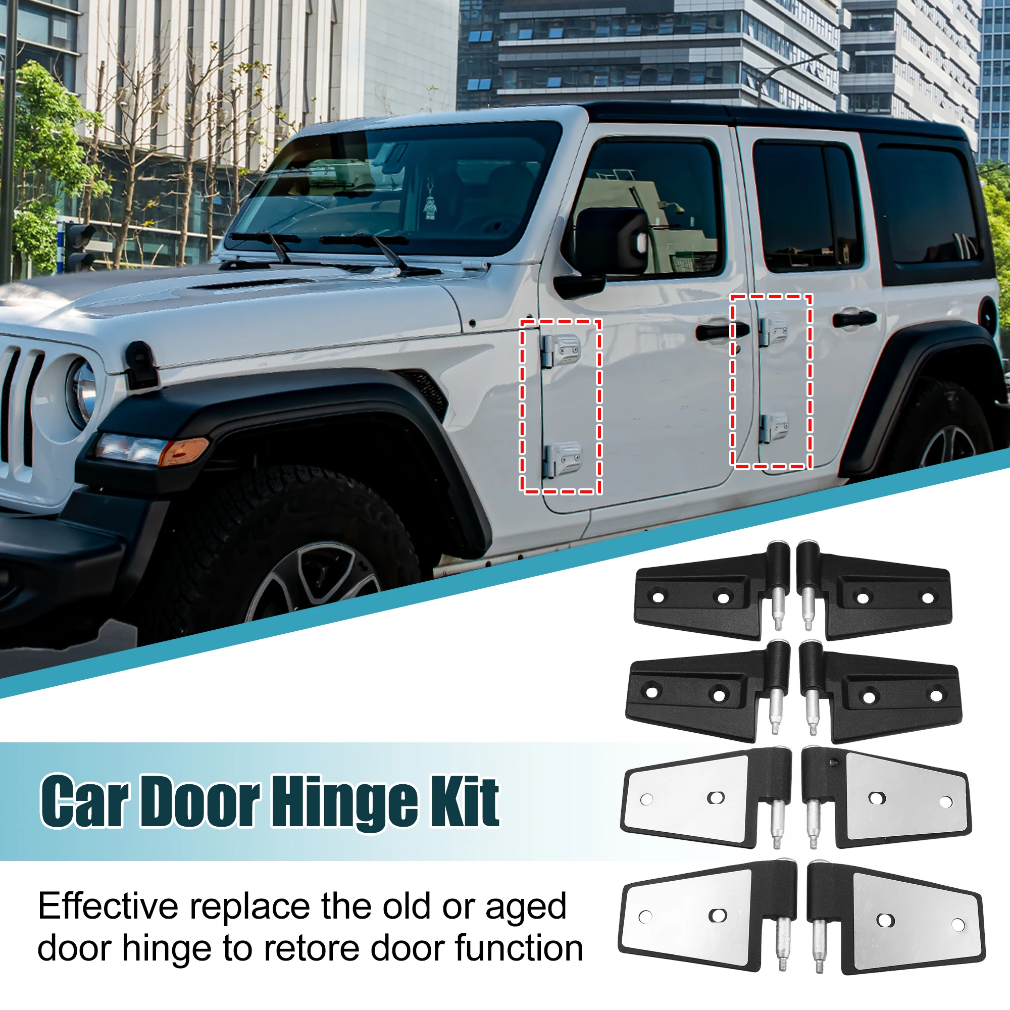 Uxcell 8 Pcs Door Hinge with Bolts for Jeep Wrangler JK 2007 2008 2009 2010 2012 2013 2014 2015 2016 2017 2018