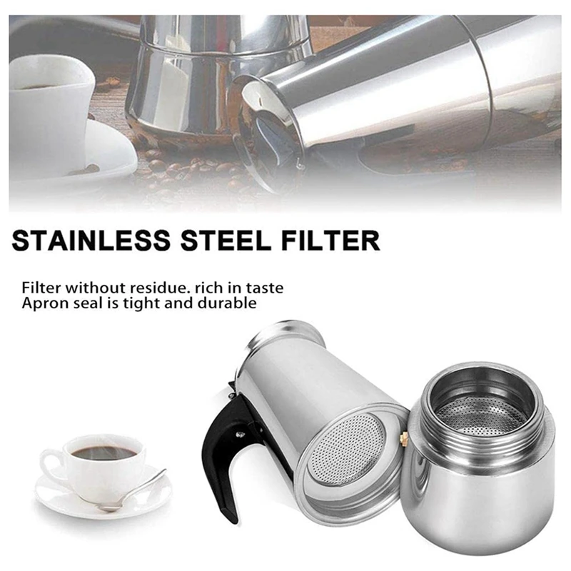 Steel Coffee Pot Italian Moka Pot Espresso Coffee Maker Pot Cafe Percolator Tools for Latte Maker Stovetop Coffee-AT35