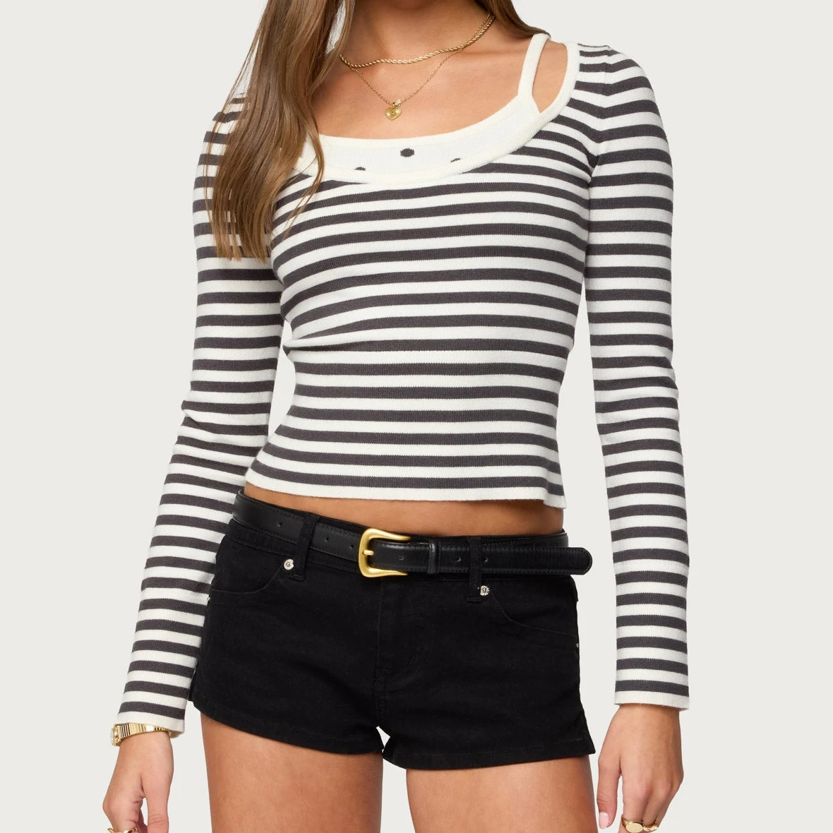 Camisas clásicas falsas de dos piezas a rayas/color sólido para otoño y primavera, ropa Vintage ajustada de manga larga