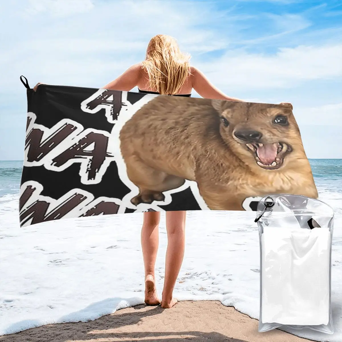 Awawa Angry Screaming Rock Hyrax Meme Beach Towel Soft Microfiber Quick Dry Absorbent Quick Towels For Bath