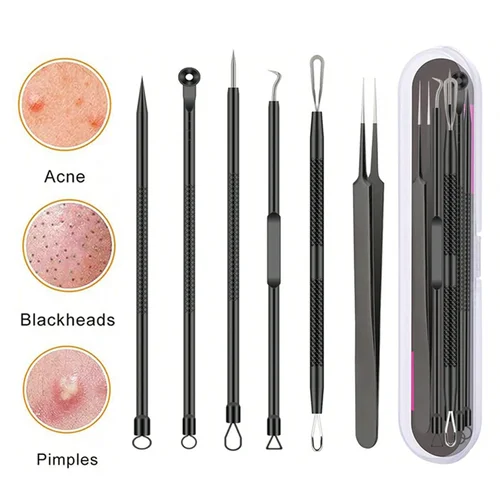 Kit de limpieza facial, herramienta de eliminación de espinillas, espinillas, eliminador de acné, herramienta para acné, comedón, espinillas, Zit, 4/6 Uds.