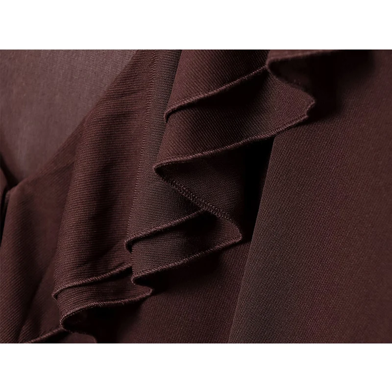 Chique Mode Ruches Herfst Jurk Geplooide Korte Jurken Voor Vrouwen 2025, Donkere V-hals Mini Jurk Vrouw Lange Mouw Casual Jurken