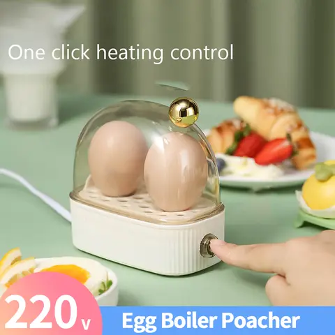 120W 220V Electric Egg Boiler Poacher Portable Food Steamer Mini Breakfast Machine Egg Cookers 2 Eggs Automatic Power Off