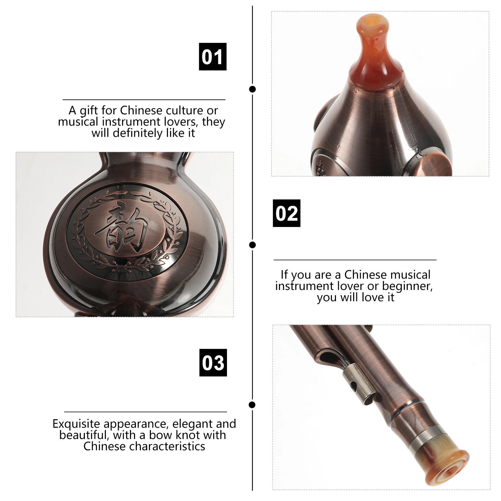 

1 set 1 Set Pp Cucurbit Flute Instrument Chinese Traditional Gourd Musical For Beginner Classic Ethnic Porcelain Style