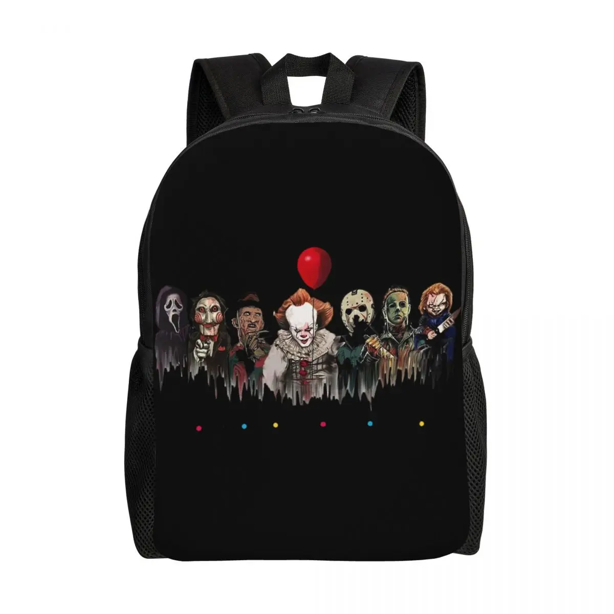 

3D Print Horror Movie Friends Character Backpack for Girls Boys School College Travel Bags Men Women Bookbag Fits 15 Inch Laptop