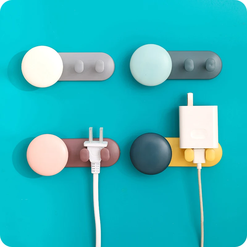 Wall Storage Organization Hook Punch-free Power Plug Socket wire Holder Kitchen Hook Wall Adhesive Hanger Office Kitchen Rack
