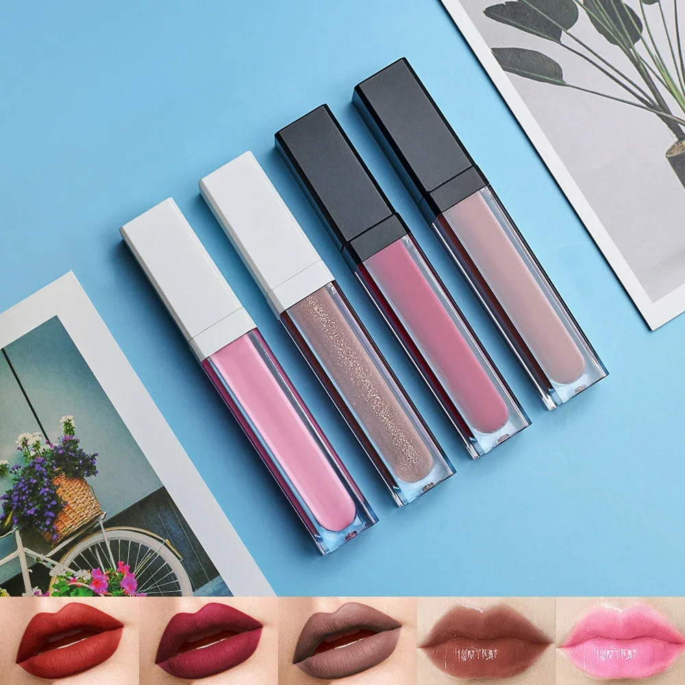 

Private Label Square Tube Lip Gloss Custom Logo Pigment Long Lasting Moist Non-stick Makeup Wholesale Cruelty Free Matte Series