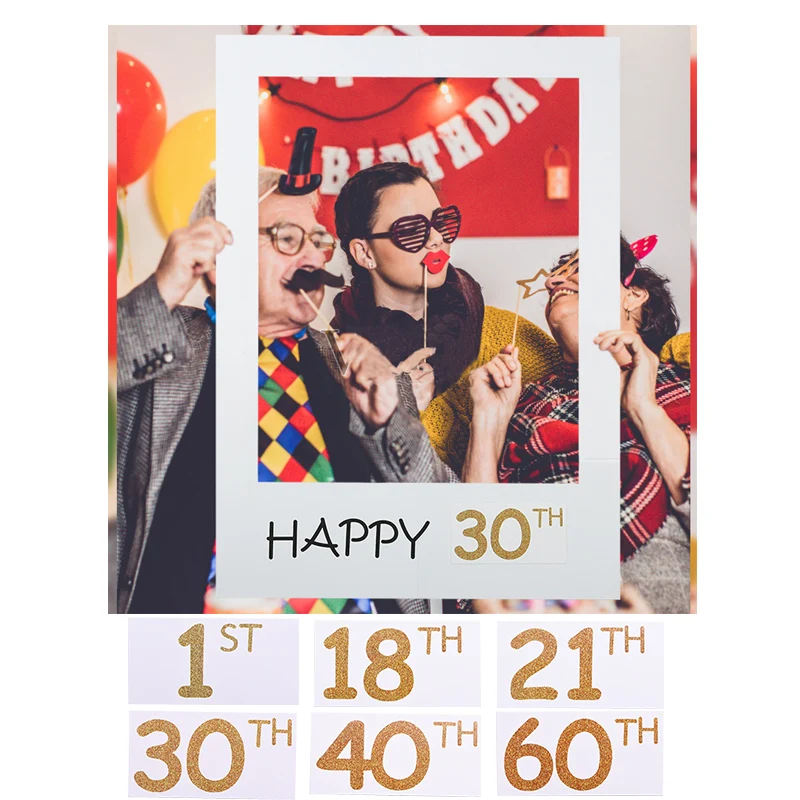 1pc 48*68cm Photo Booth Frame Props Kids Adult Birthday for 1st 21th 30th 40th 60th Photo Prop Supplies Wedding Party Decoration