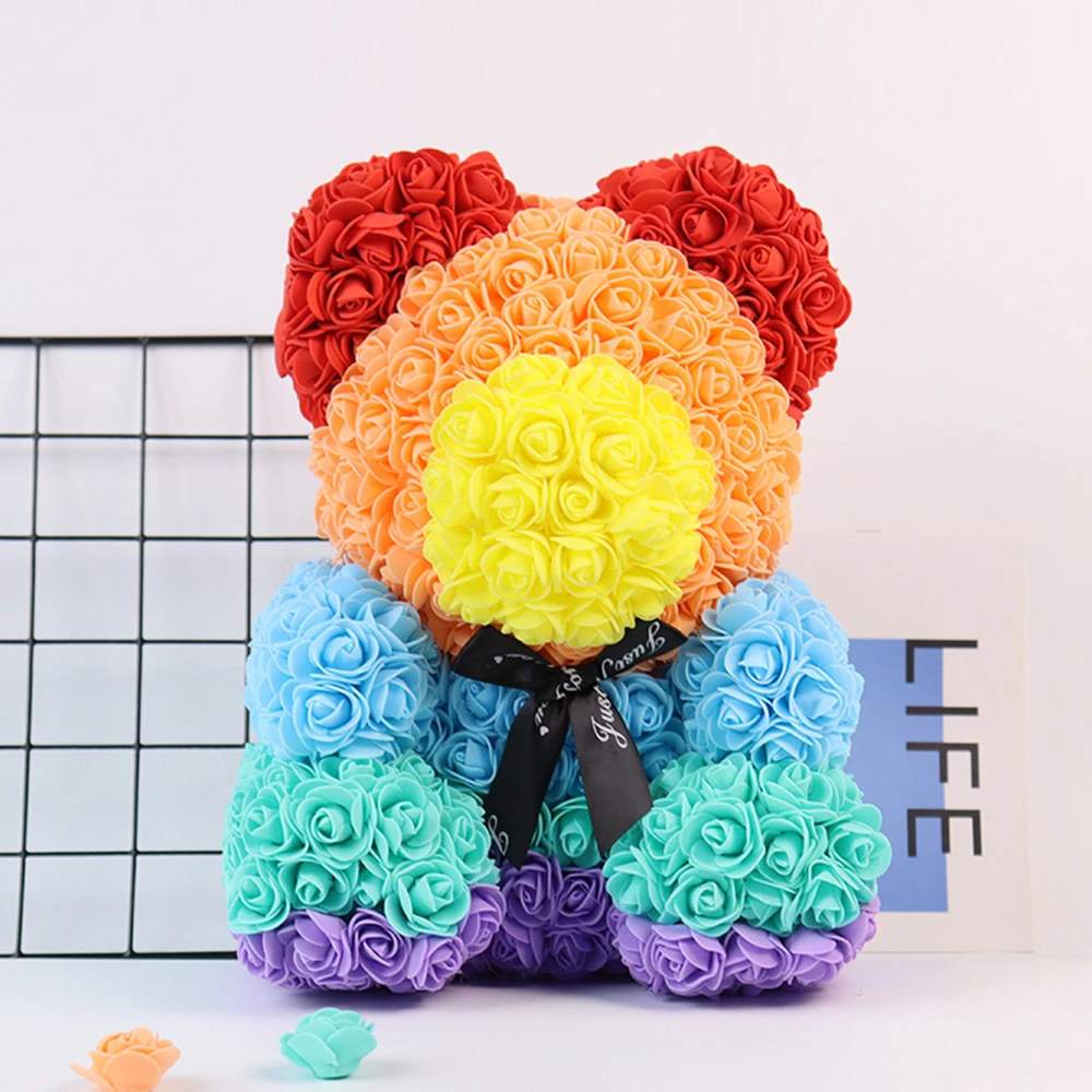

25cm Artificial Flowers Rose Teddy Bear Girlfriend Anniversary Christmas Valentine's Day Gift Birthday Present For Wedding Party