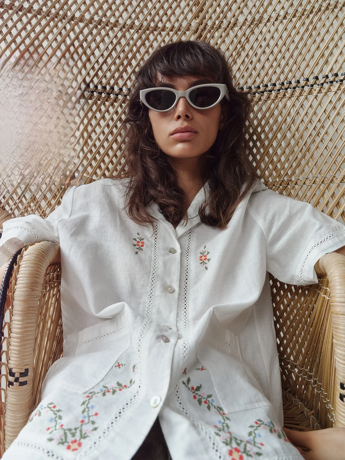 

Свободный хлопок и лен, вышивка крестиком, кубинский воротник irt Sontag, текстурированный классический женский дышащий ort Sve irt