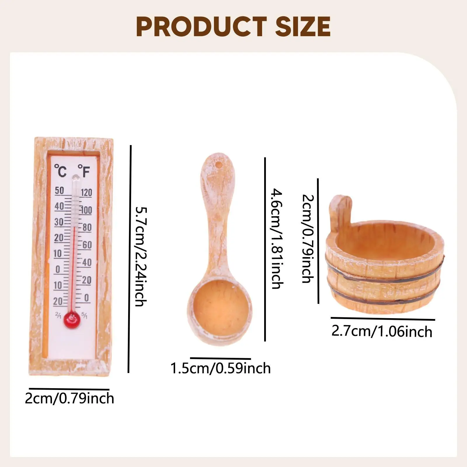 1:12 Accessori per bambole con canna da sauna per casa delle bambole, giocattoli in legno, mobili in miniatura, mini termometro di simulazione, per micro paesaggio