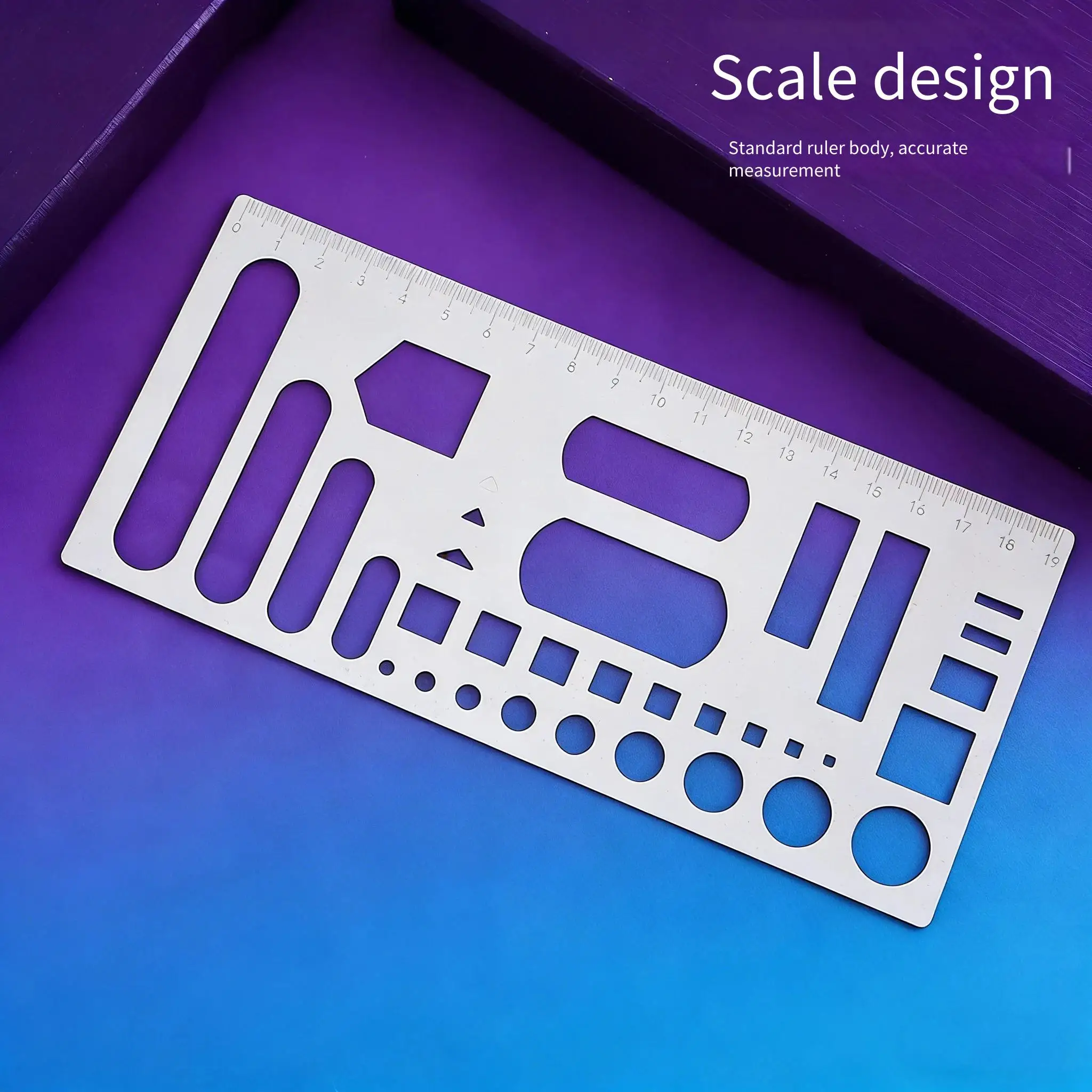 Multi-Function Metal Template Ruler | For Office Accounting, Student Drawing & Journaling | Stainless Steel Stencil