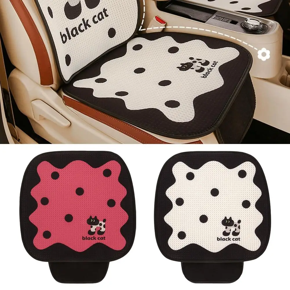 Cute kitten mesh honeycomb breathable fabric car seat cushion is cool and soft, suitable for most car models, free to match.