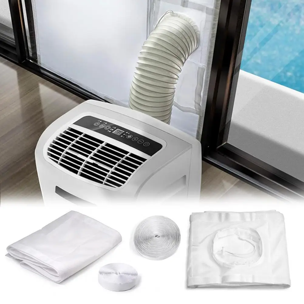 Sello de ventana de aire acondicionado, Kit de sellado de ventana abatible de CA, parada de aire caliente, protectores de intercambio de aire con cinta con cremallera, funciona con secadora