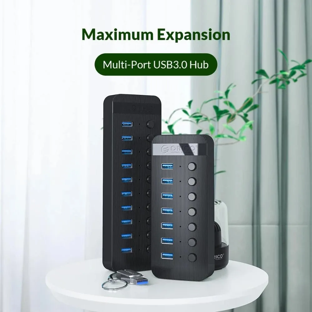 ORICO-Múltiplo expansor soquete divisor, USB 3.0 Porto, Adaptador de alimentação, On Off, On Switch Dock, Carregador, 7, 10, 13, 16 Porto