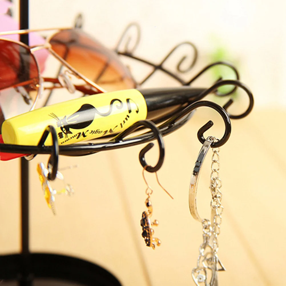 

2-Tier Jewelry Display Stand Black Iron Organizer Earring Necklace Holder Rack Tower Jewelry Display Necklace Holder