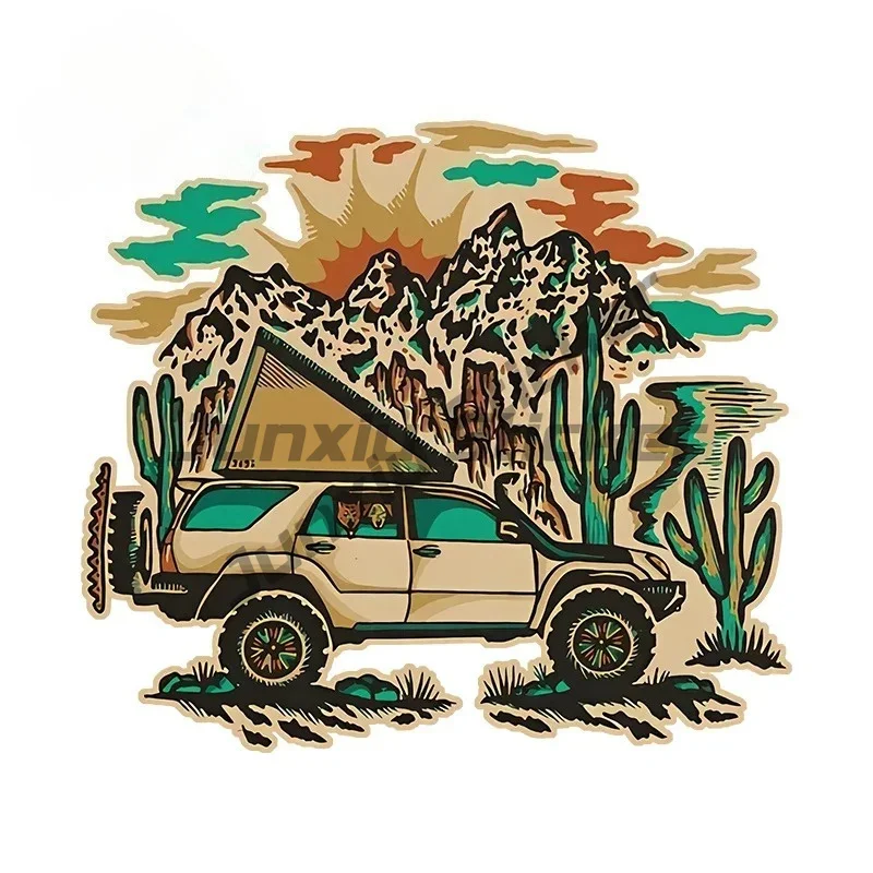 

For Camper Adventure Desert Enjoy Life Car Stickers Sunscreen Cartoon Decals Scratch-Proof Decor