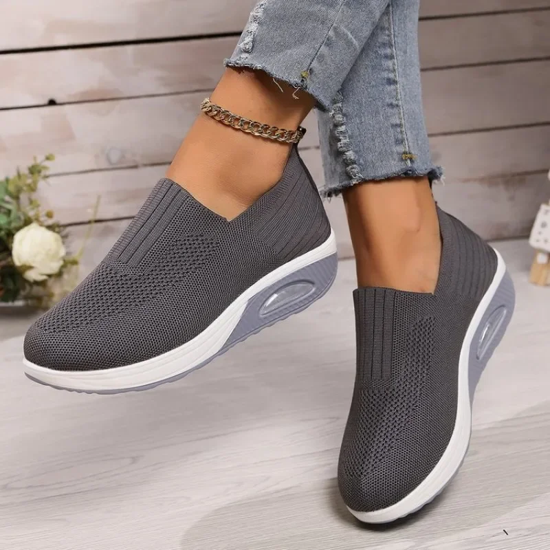 Summer Women Fashion Vulcanized Sneakers Platform Solid Color Flat Ladies Shoes Casual Breathable Wedges Ladies Walking Sneakers