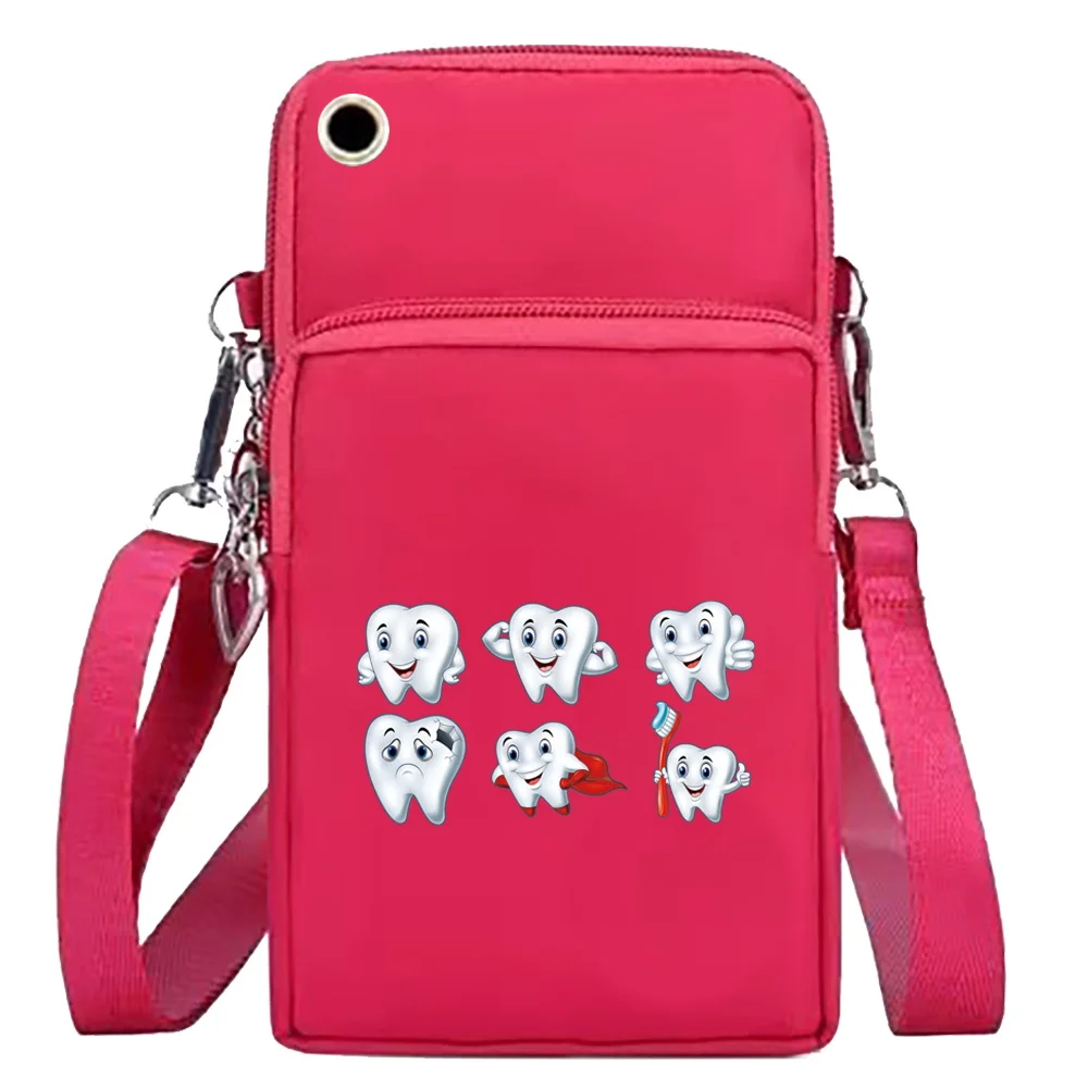 Waterproof Mobile Phone Bag Shoulder Bags Wallets Apple/Huawei/Xiaomi/Samsung Universal Cell Phone Packet Teeth Print Wrist Pack