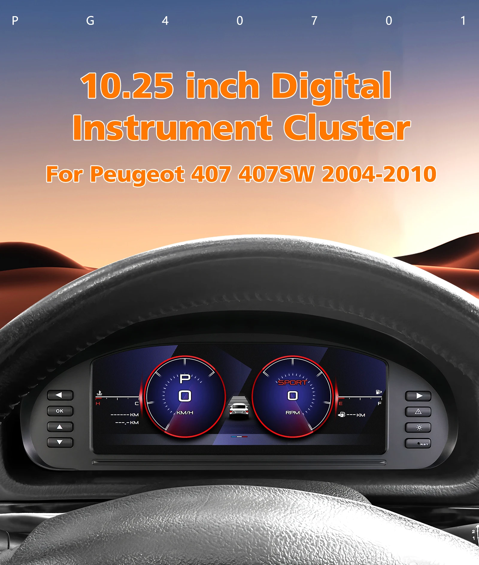 

New Arrival Car Digital Instrument Cluster for Peugeot 407 407SW 2004-2010 lcd dashboard display 1920*720 HD screen gauge panel