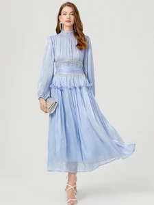 ジャメラリー夏フランスの高級シニーダイヤモンドチェーンタッセルプリーツプロムドレス女性品質長袖のイブニングパーティーヴェスティド 12ベストセールスケイトミドルトンジュエリー-4