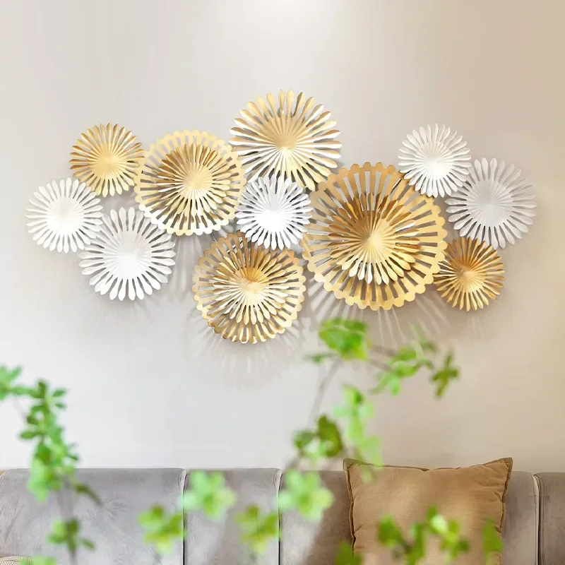 New Chinese Creative Wrought Iron Metal Wall Pendant Light Luxury Living Room Hotel Restaurant Background Wall Decor