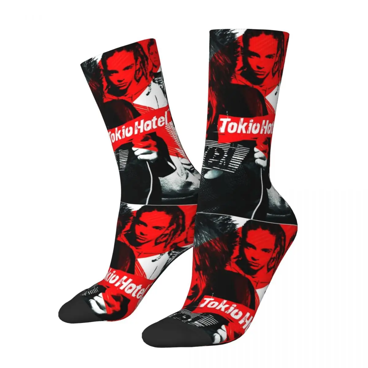 

Happy Funny Men's Socks Harajuku Tokio Hotel Music Group Sock Polyester Genres Pop Rock High Quality Women Stockings All Seasons