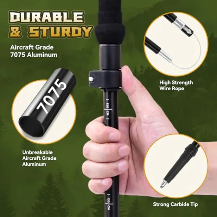 أقطاب رحلات من سبائك الألومنيوم من الدرجة الطيران للمشي لمسافات طويلة في جميع التضاريس في 4 مواسم: أعواد مشي قوية وخفيفة الوزن وقابلة للطي