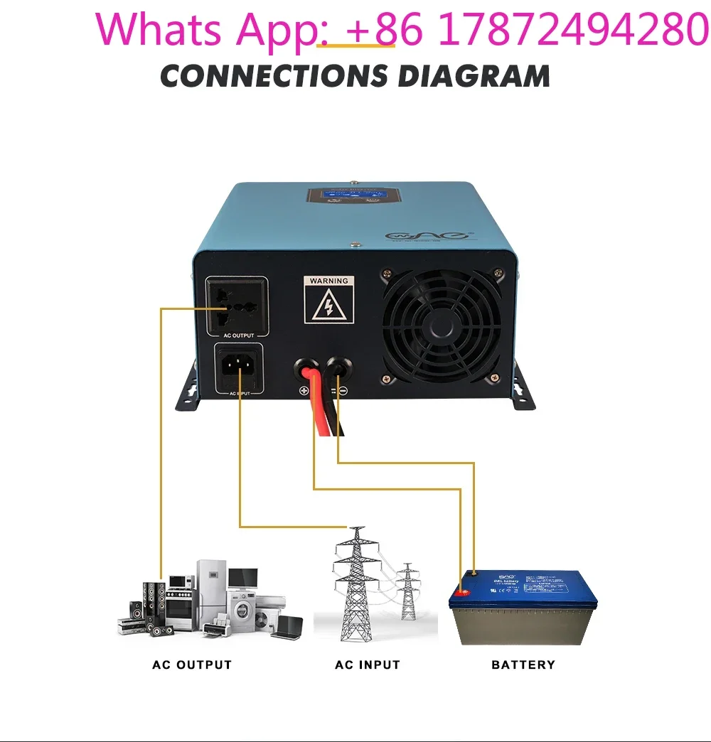 

Новый гибридный инвертор 12В/220В 5000Вт, инвертор 1000Вт/1500Вт, 24В/12В/110В/120В, чистый синусоидальный солнечный инвертор Ampinvt