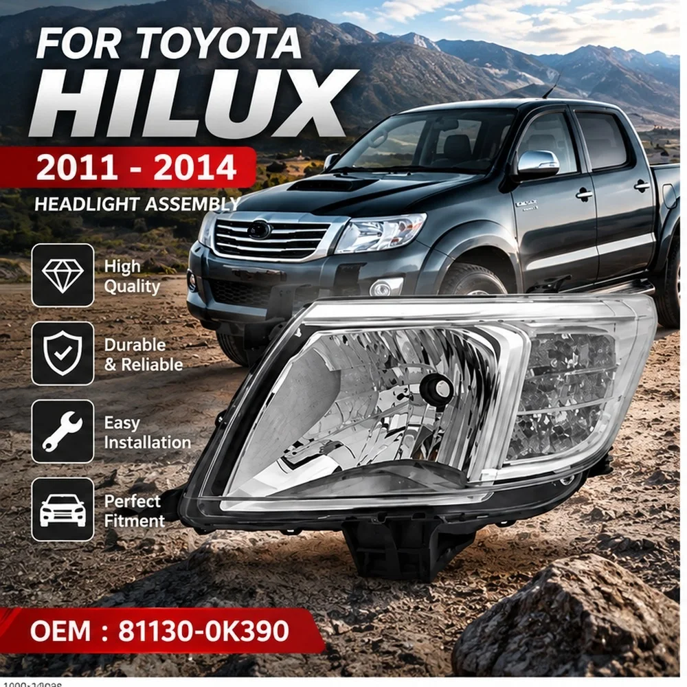 81130-0K390 Perfect Replacement For Toyota Hilux VIGO 2011 2012 2013 2014 Left and Eight Front Headlight accesorios para coche