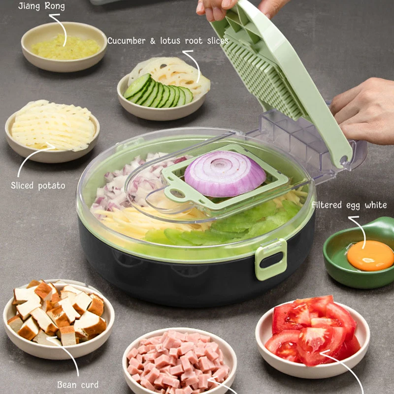 

9 in 1 Vegetable Cutter Multifunctional Kitchen Cutting Tool Fruit Potato Slicer Carrot Dice Cabbage Shredder Salad Tools