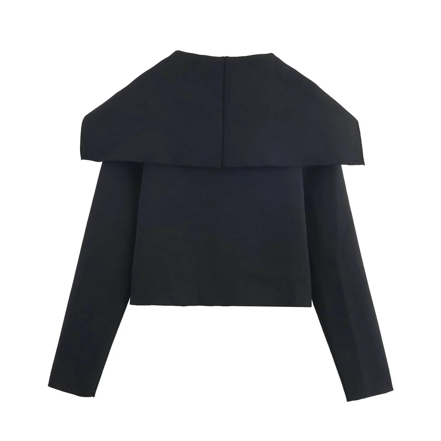 Dave&Di Woman Clothes Cardigan Spring Navy Color Knitted Sweater Golden Double-breasted Short Blazer Suit Jacket Women Tops