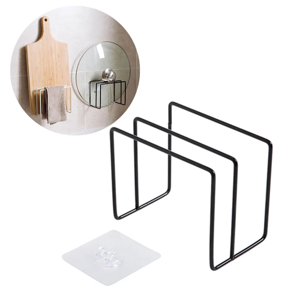 Eisen Küche Schneidebrett Rack Topf Abdeckung Deckel Halter Edelstahl Lagerung Organizer Schrank Tür Haken Pfanne Löffel Rack Schwarz