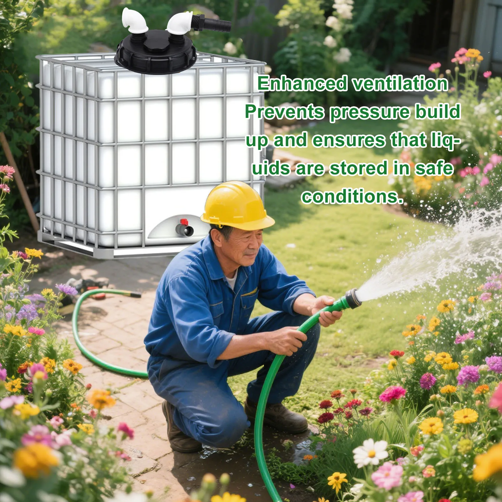 ibc-lid-25mm-hose-user-friendly-good-ventilation-pp-ibc-rainwater-lid-water-pumping-connector-for-residential-application