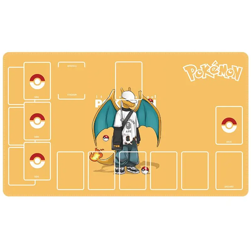 600X350X2Mm Diy Ptcg Charizard Mew Leuke Kaart Battle Mat Ptcg Jigglypuff Enkele Speler Bordspel kaart Battle Card Pad Gift Speelgoed