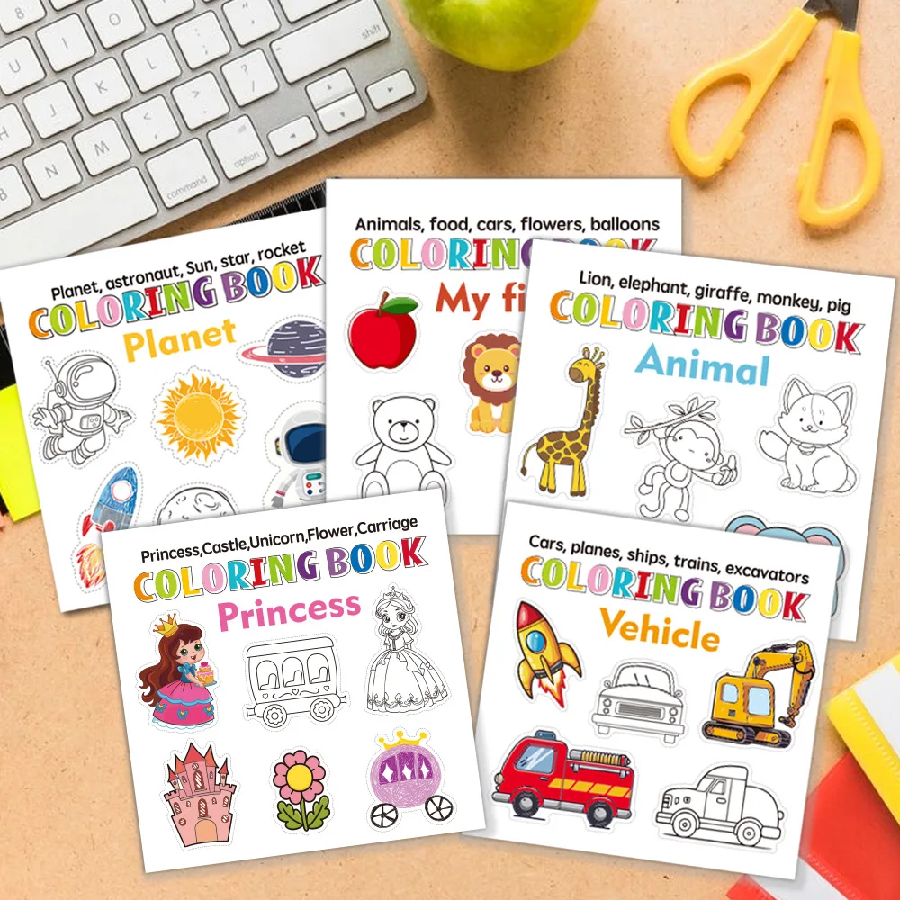 50 mini portable doodle books, student decompression coloring books, various cartoon patterns