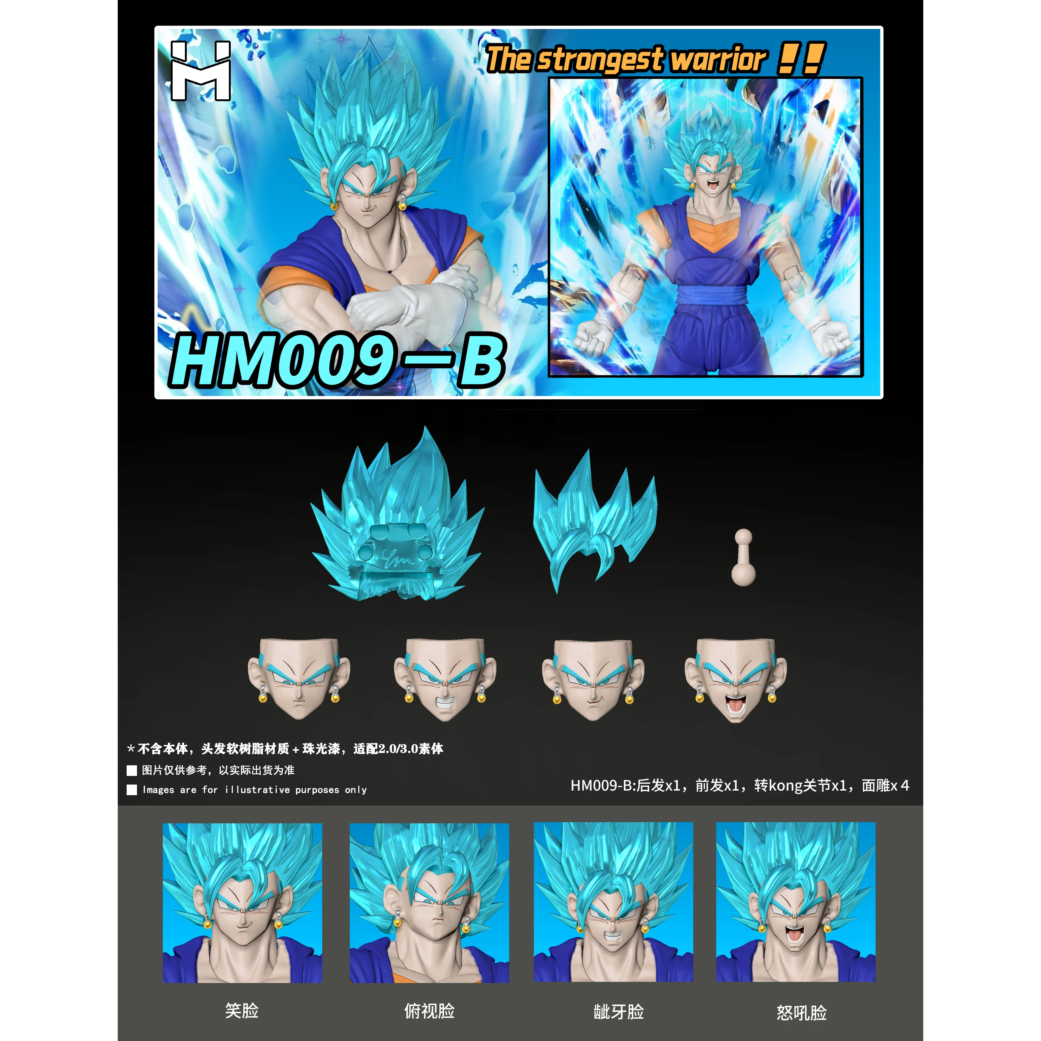 العلامة التجارية الجديدة HM Studio HMO09A-HM010A لعبة دراغون بول Z سوبر سايان الله الترا غريزة فيجيتو نحت الرأس الشكل بدون نموذج للجسم
