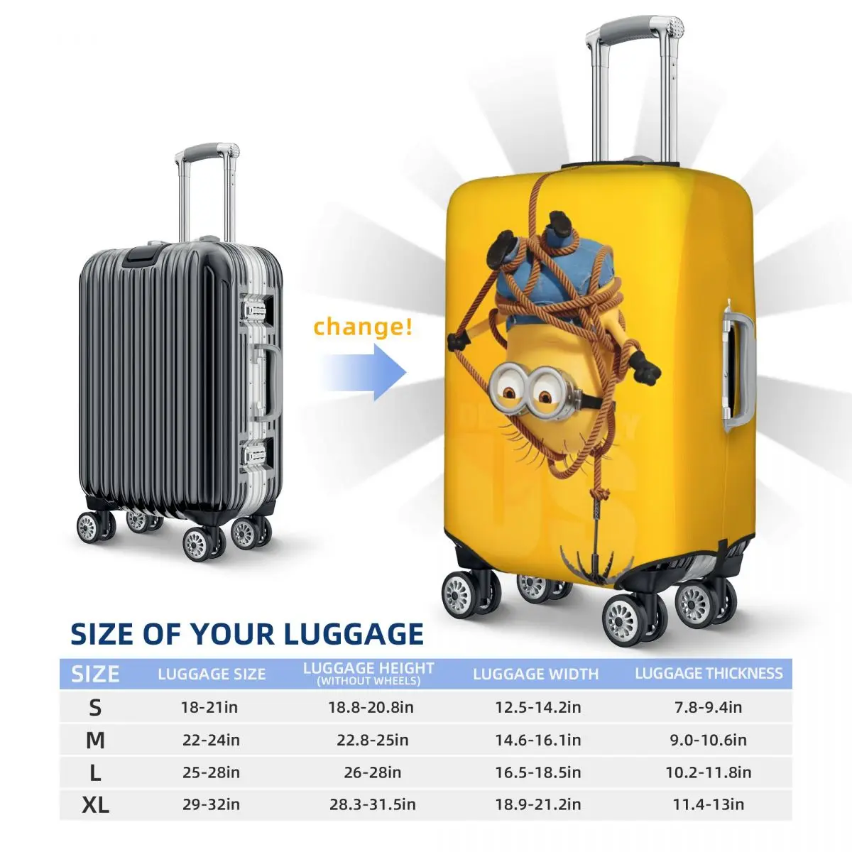 Minions Cartoon Suitcase Cover Holiday Business Strectch Luggage Case Protection