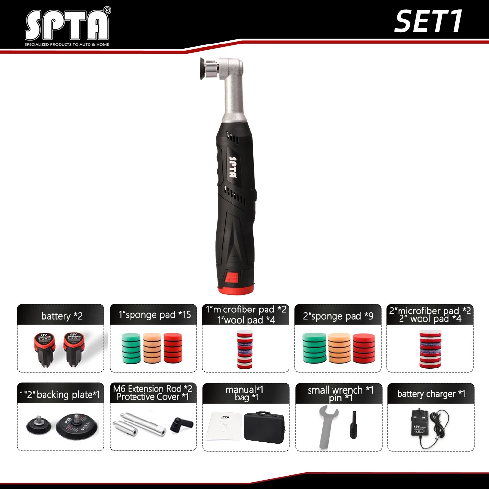 SPTA 12Vコードレスミニカーポリッシャーマシン傷消しディテーリングRO