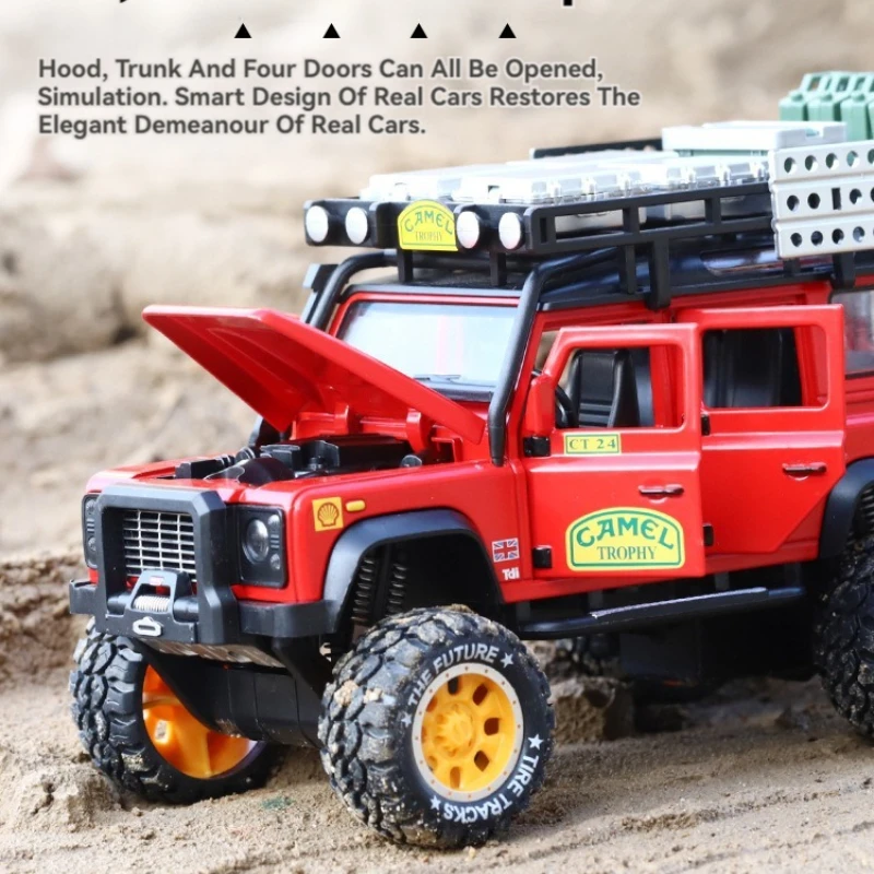 Car Model The Defender 1:28 Simulation Off-road Vehicle Camel Climbing SUV Alloy Car Decoration Toys Gifts for Adults & Children