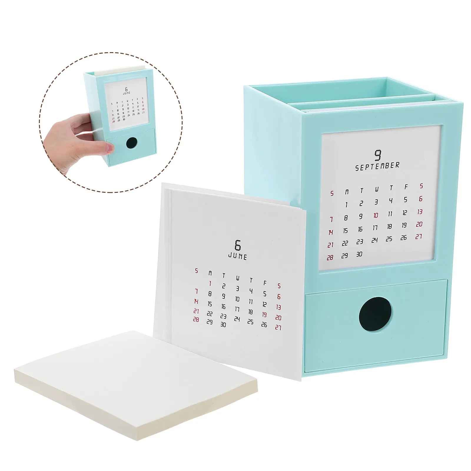 1Set Multifunctional Desktop Pen Holder Calendar with 2026 Standing Office Calendar Modern Plastic Desk Organizer for Office