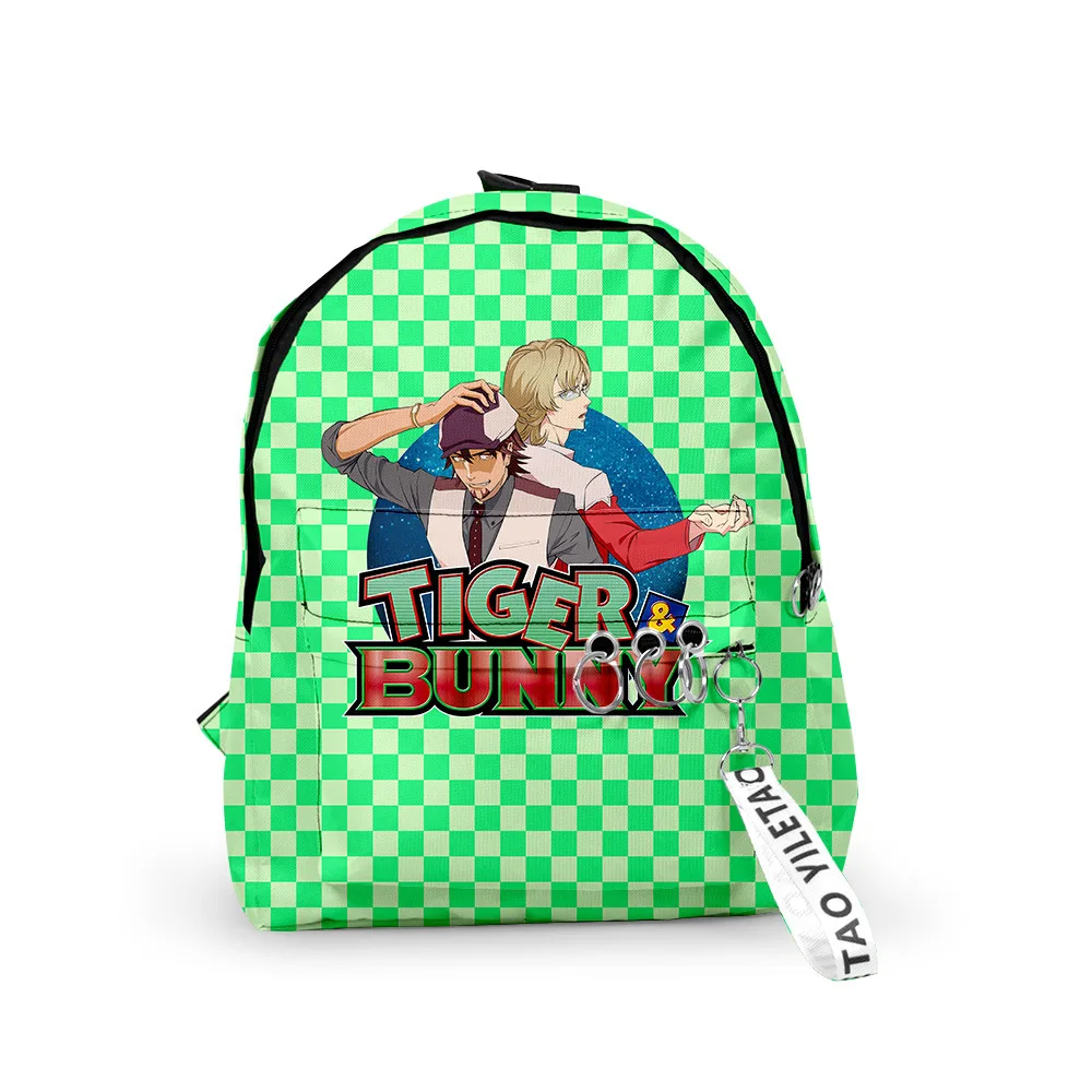 Harajuku Novelty TIGER & BUNNY Backpacks Boys/Girls pupil School Bags 3D Print Keychains Oxford Waterproof Cute Small Backpacks